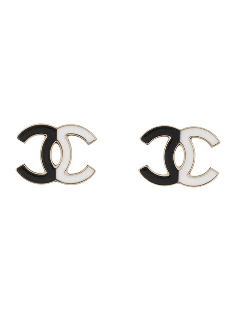 white chanel enamel stud earrings|authentic chanel stud earrings.